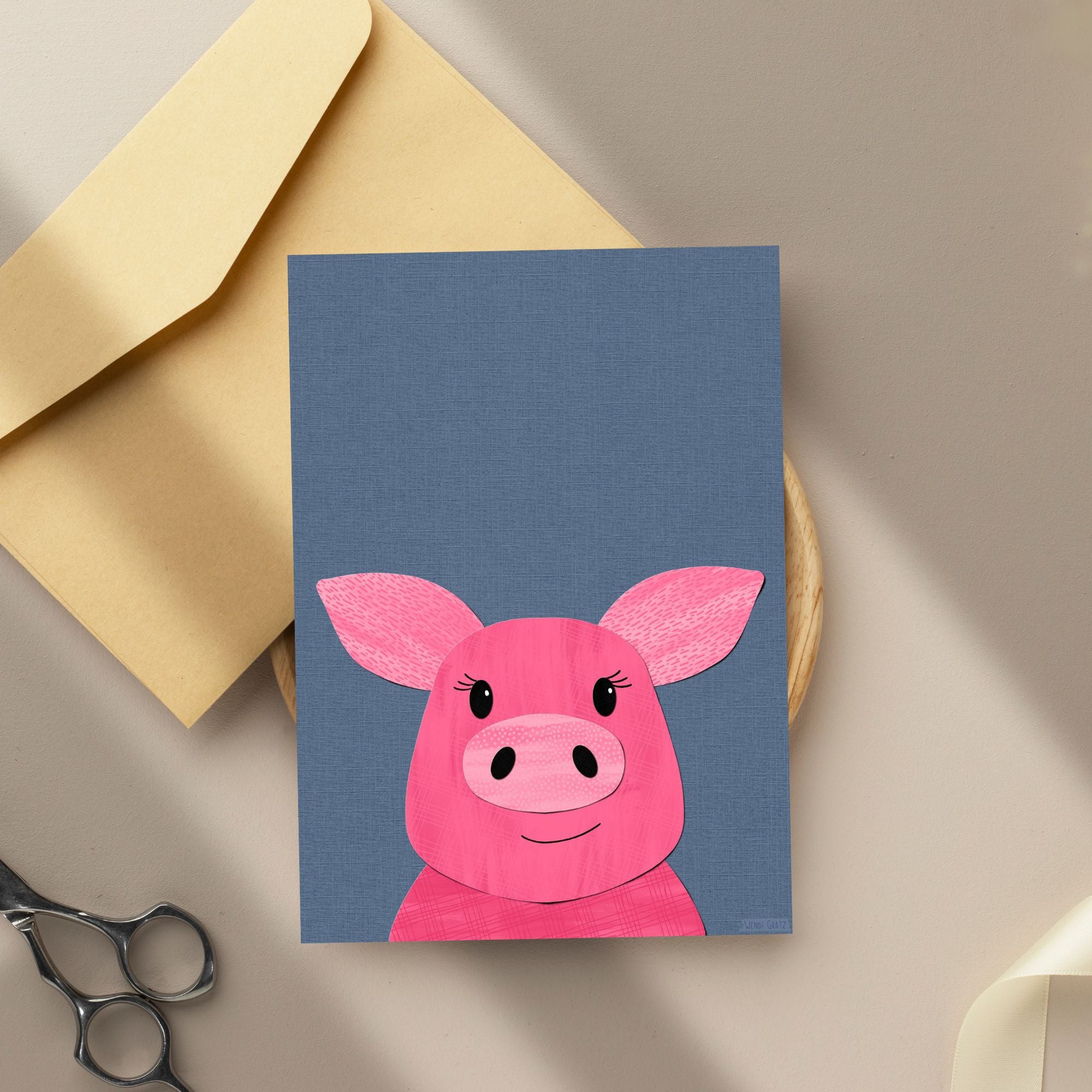 Padgett Pig - printable art - Collage Style