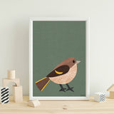Pine Siskin - printable bird art - collage style