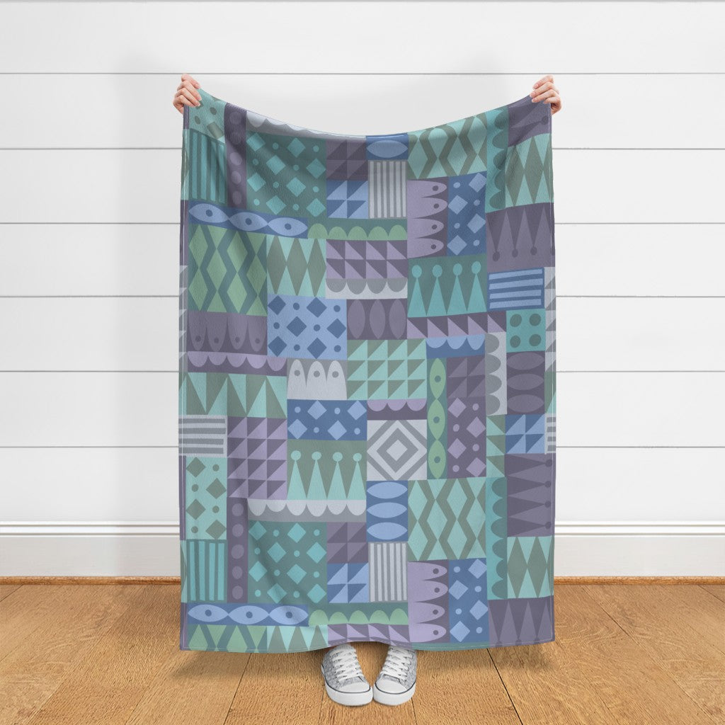 Quirky Quilts - Sea Glass - cheater quilt fabric