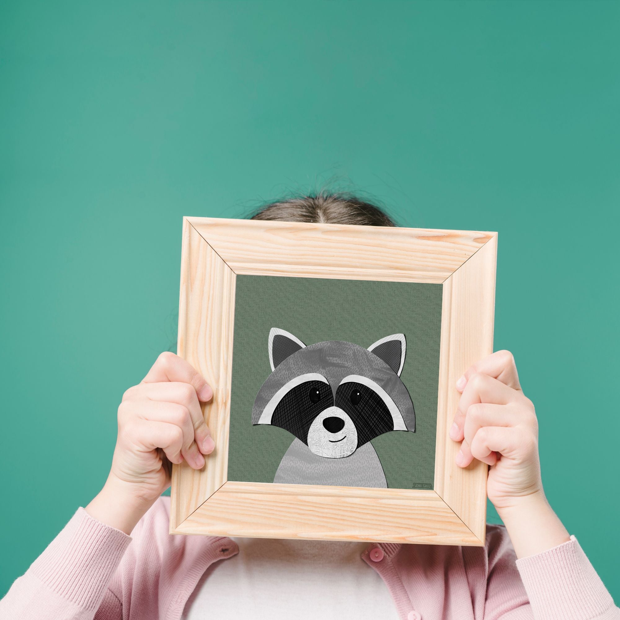Raccoon - printable art - Collage Style
