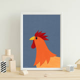 Rooster - printable art - Collage Style