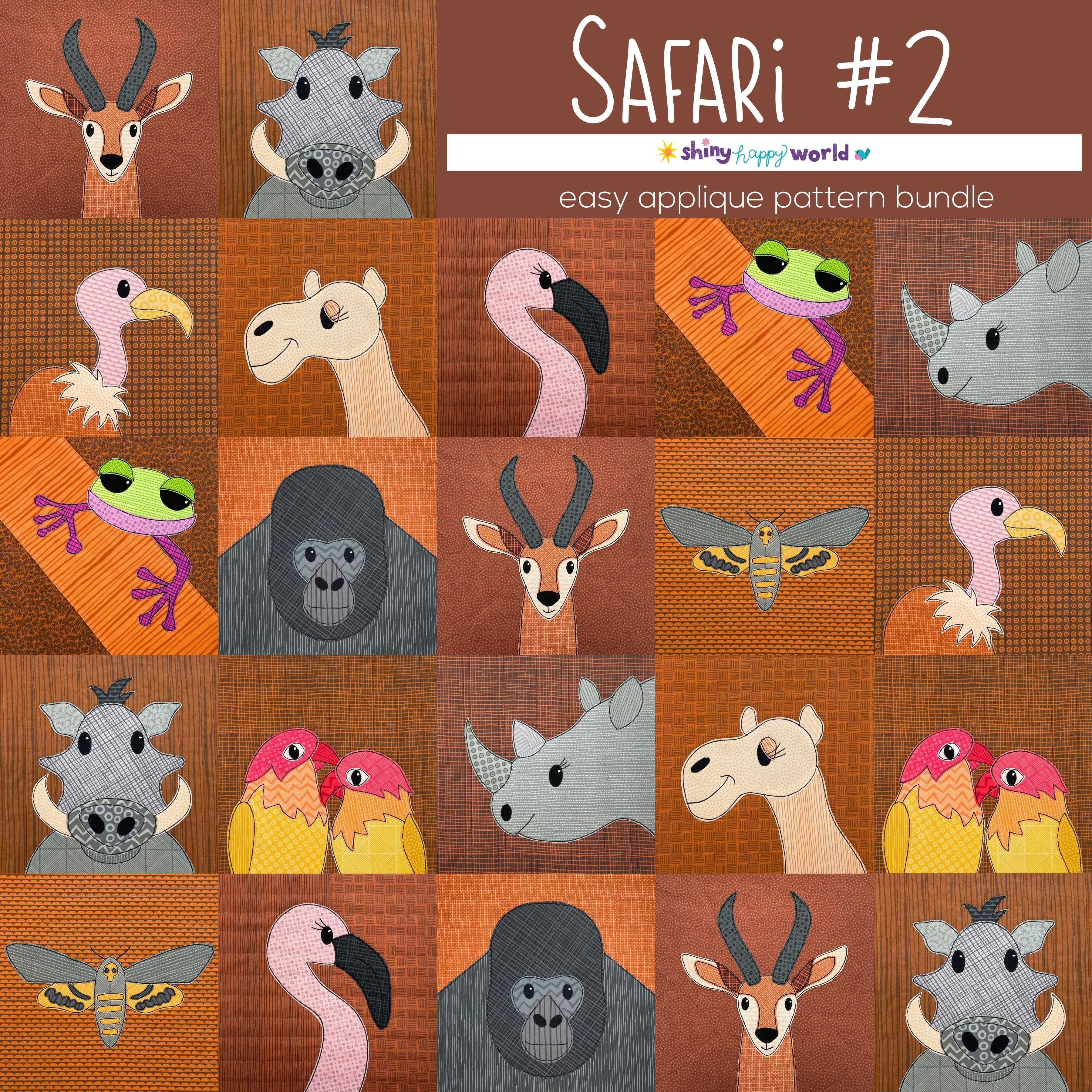 Safari Bundle #2 - African Animal Applique Quilt Pattern