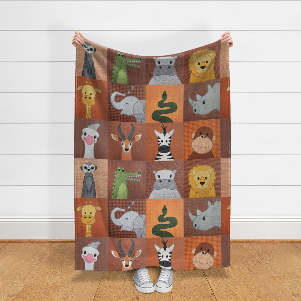 African Safari - 12 inch squares - cheater quilt fabric