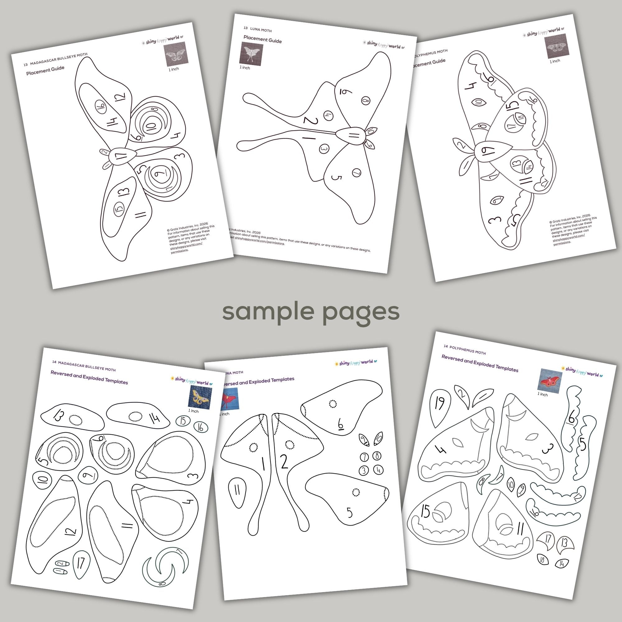 Moth Applique Patterns - Fusible Template Pages (US only)