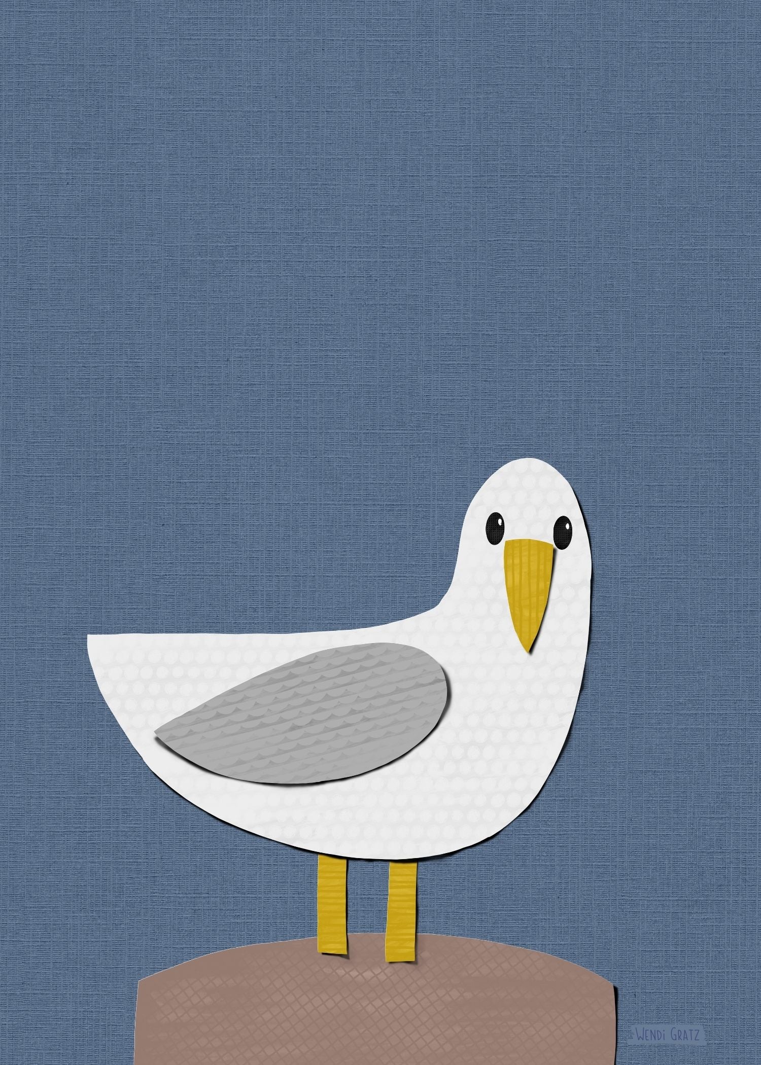 Seagull - printable art - collage style