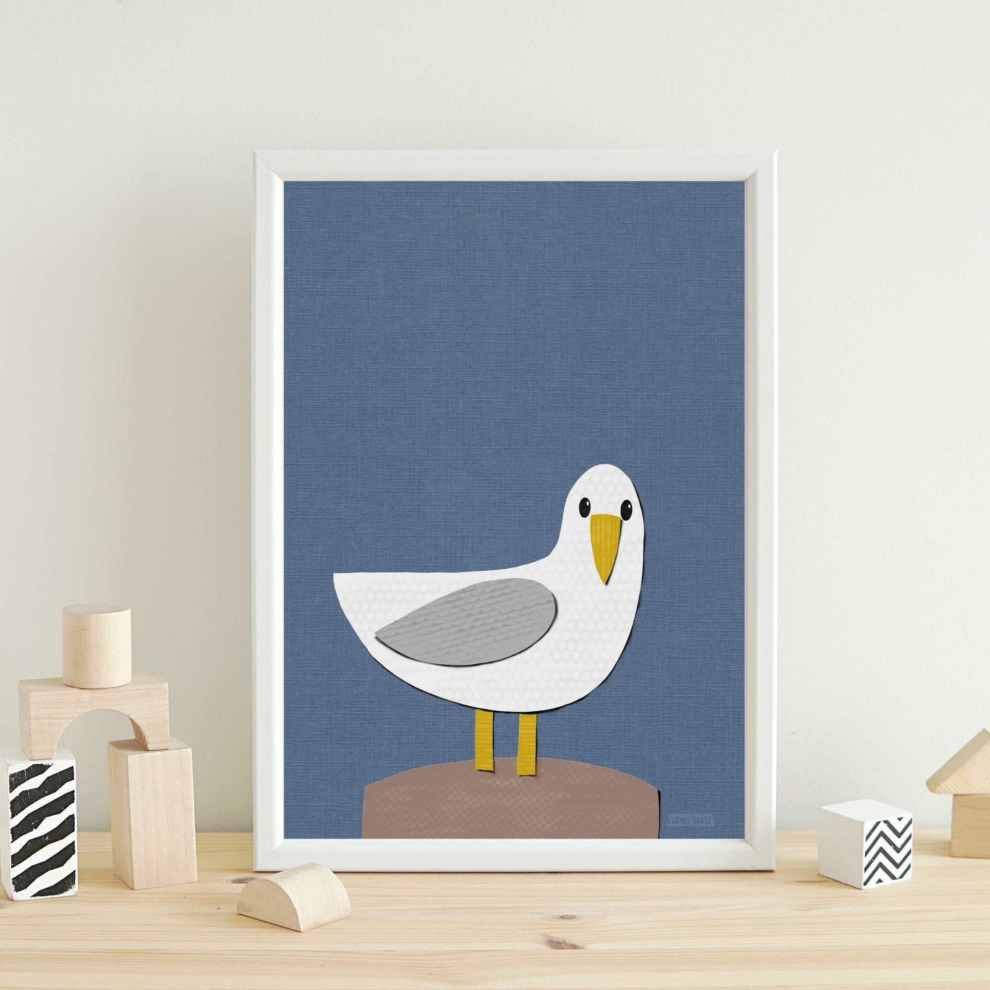 Seagull - printable art - collage style
