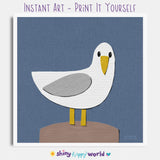 Seagull - printable art - collage style