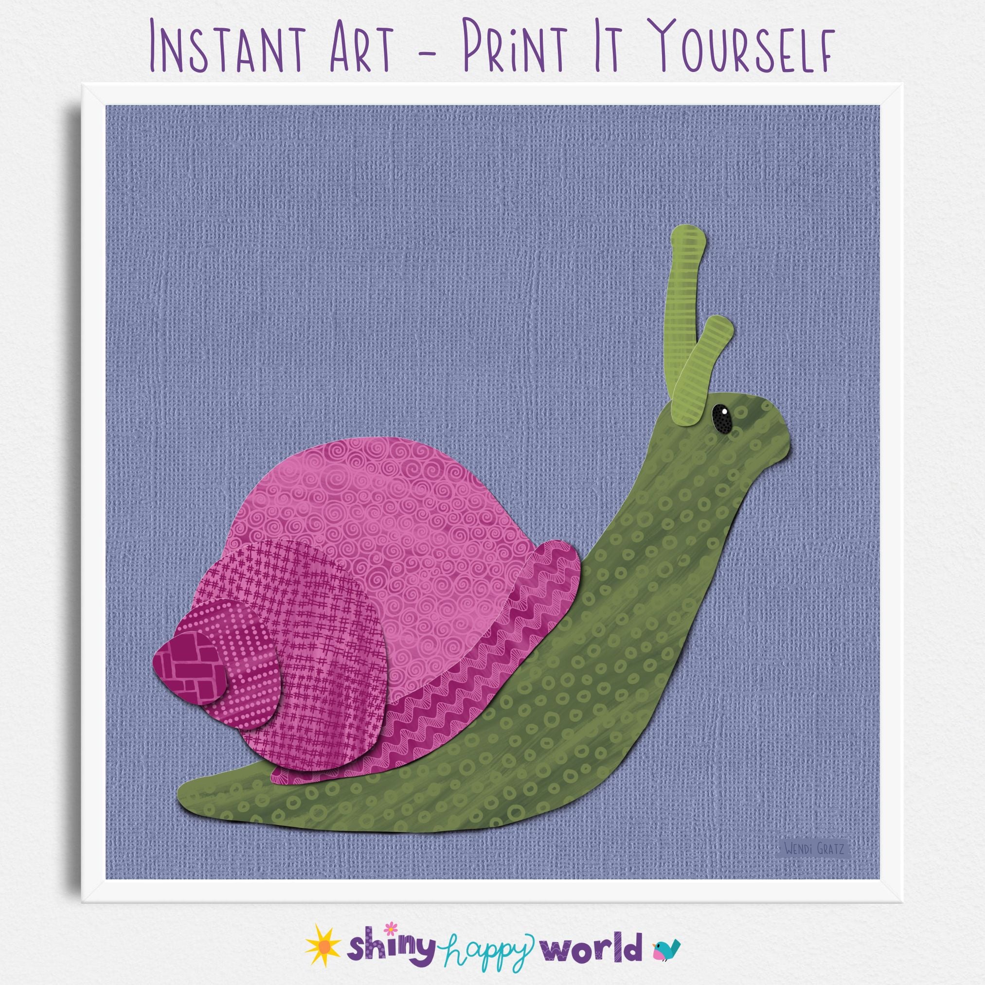 Snail - printable art - Collage Style