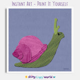 Snail - printable art - Collage Style