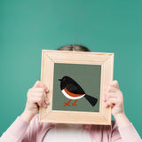 Spotted Towhee - printable bird art - collage style