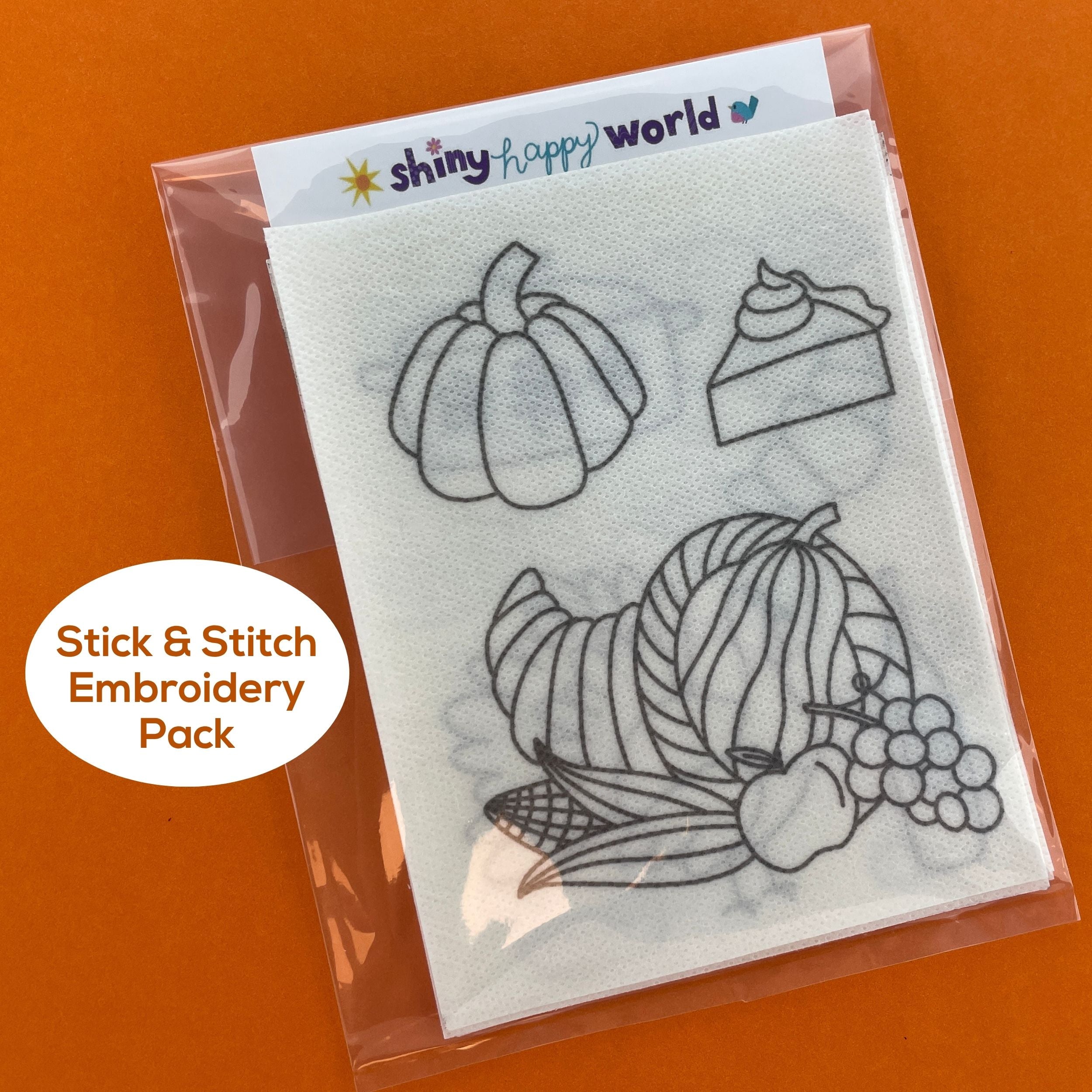 Thanksgiving Embroidery Pattern (with optional Stick & Stitch Pack)
