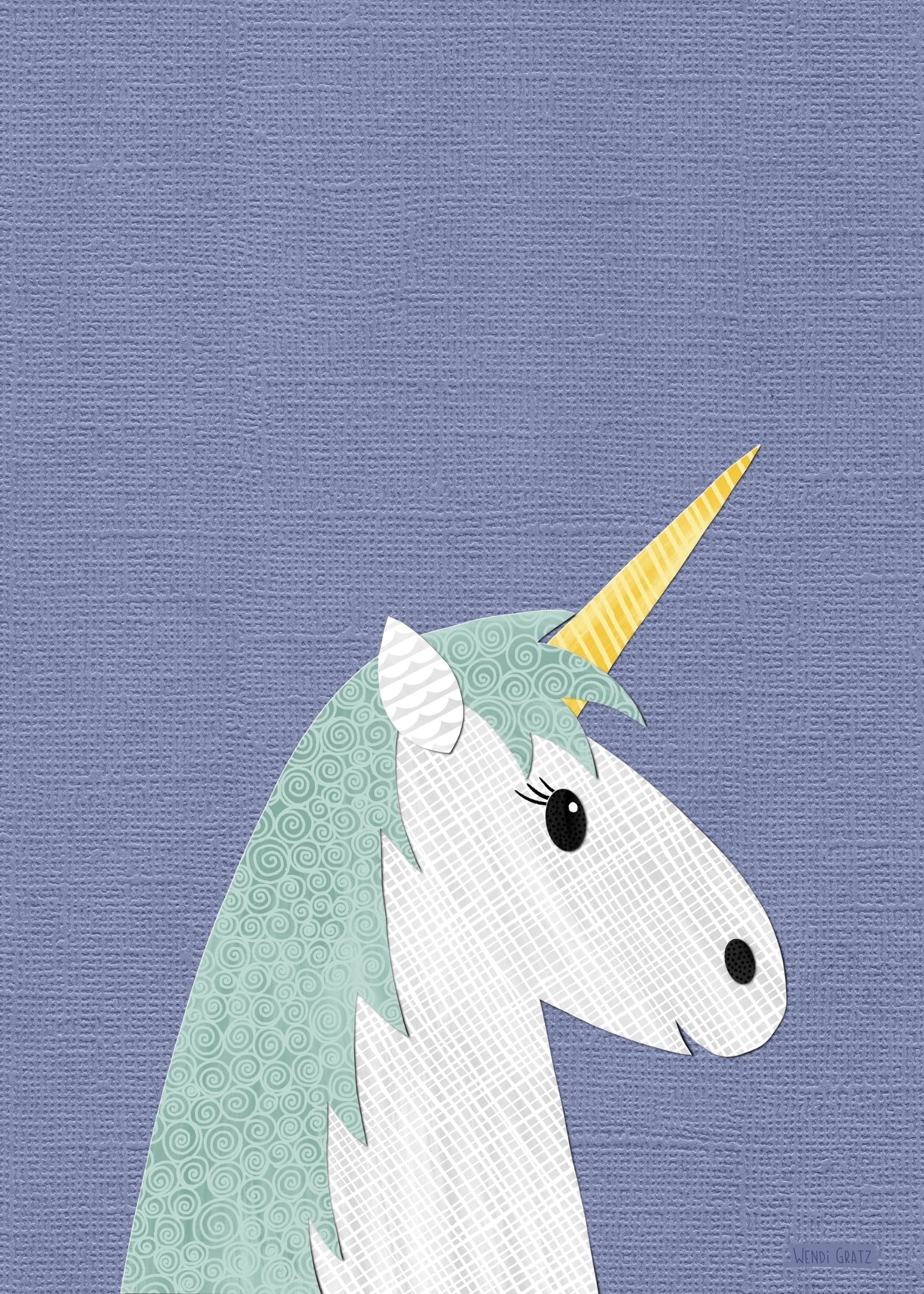 Unicorn - printable art - collage style