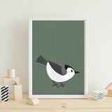 White-Breasted Nuthatch - printable bird art - collage style