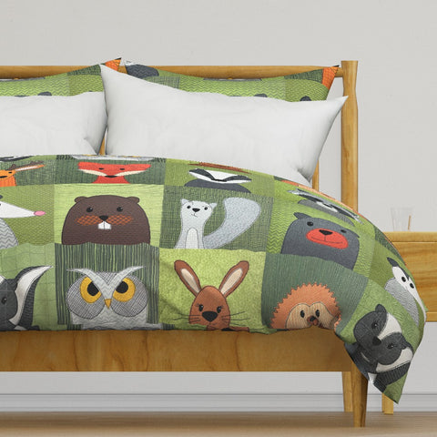 Woodland Critters - 12 inch squares - cheater quilt fabric