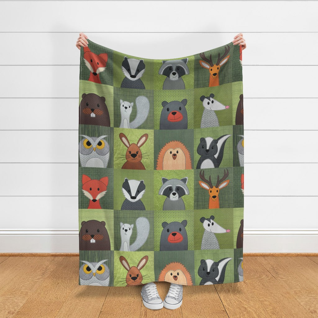 Woodland Critters - 12 inch squares - cheater quilt fabric