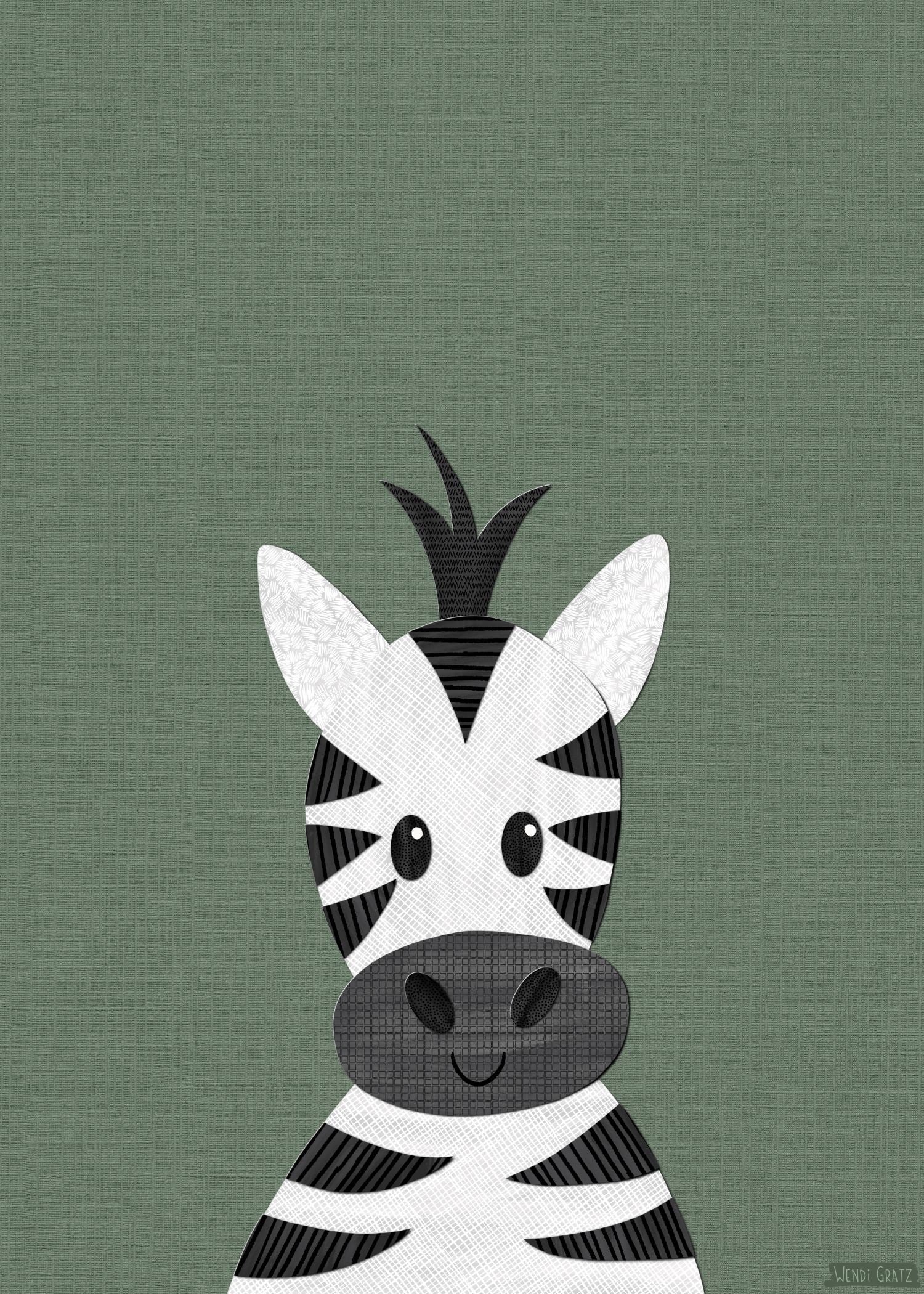 Zebra - printable art - Collage Style