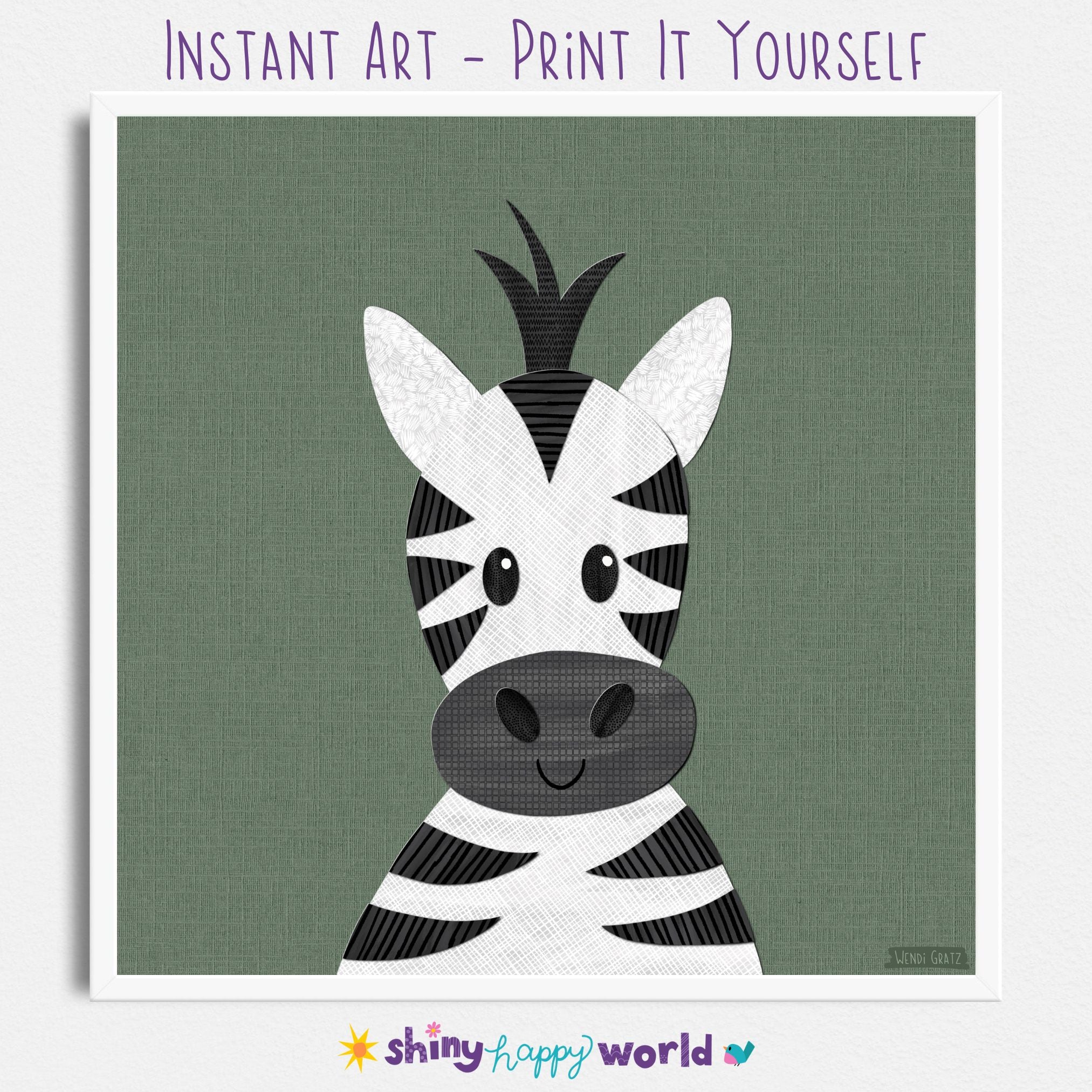 Zebra - printable art - Collage Style