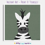 Zebra - printable art - Collage Style