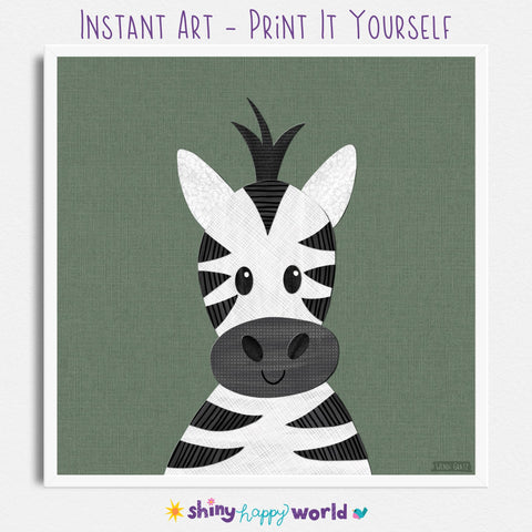 Zebra - printable art - Collage Style