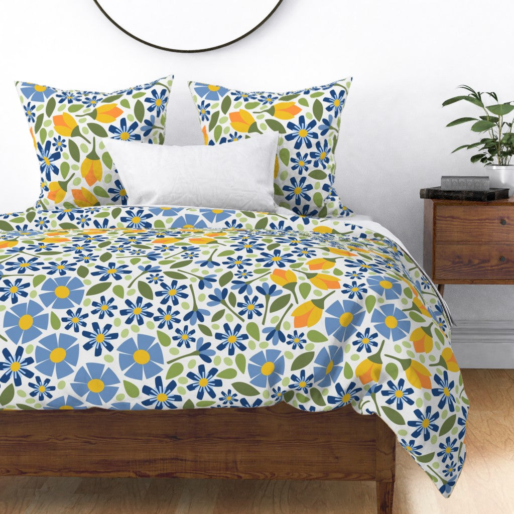 Meadow - Blue and Yellow - cheater quilt fabric