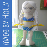 Bathing Beauty Pattern - swimsuit, towel, tote bag and swim ring for Dress Up Bunch dolls