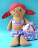 Bathing Beauty Pattern - swimsuit, towel, tote bag and swim ring for Dress Up Bunch dolls