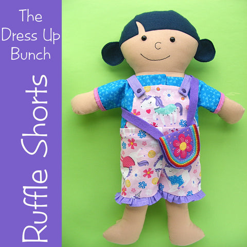 Dress Up Bunch Doll Ruffle Shorts and Rainbow Purse Pattern