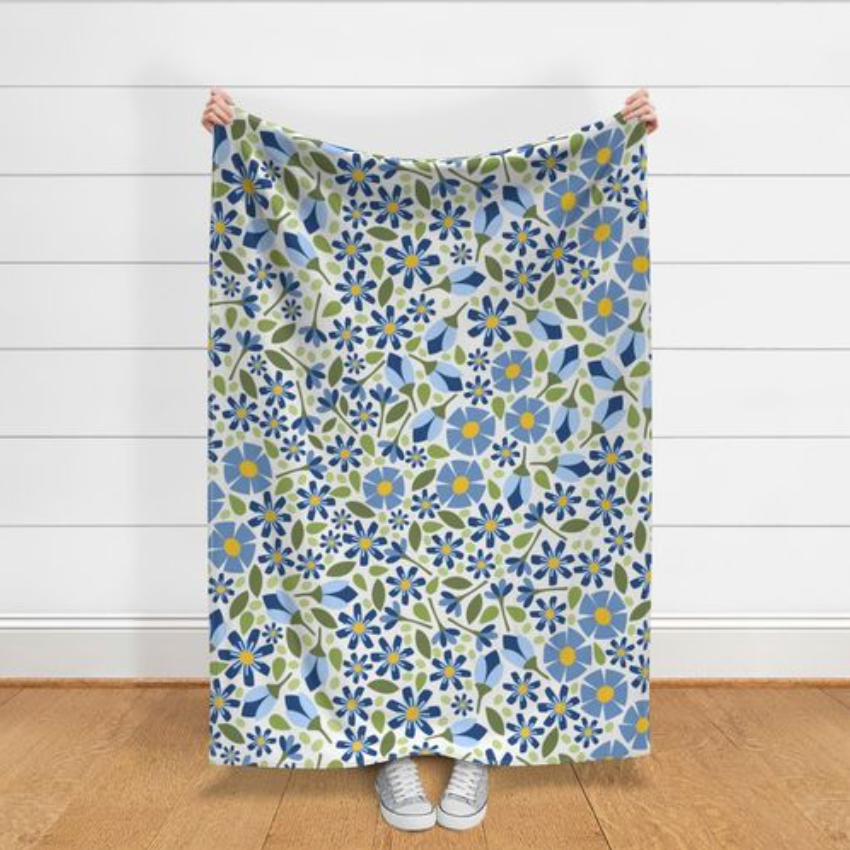 Meadow - Blue - cheater quilt fabric