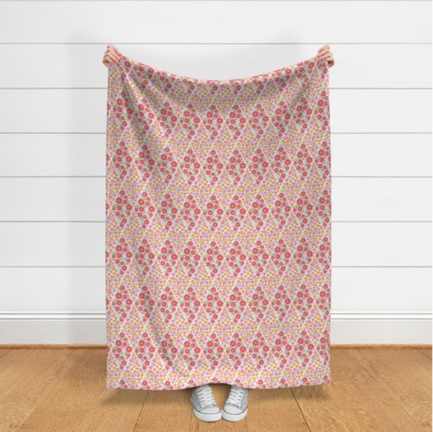 Wild Flower Diamonds - Pink - cheater quilt fabric