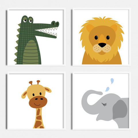 Safari Collection - Printable Wall Art Bundle - Crocodile, Lion, Elephant, Giraffe