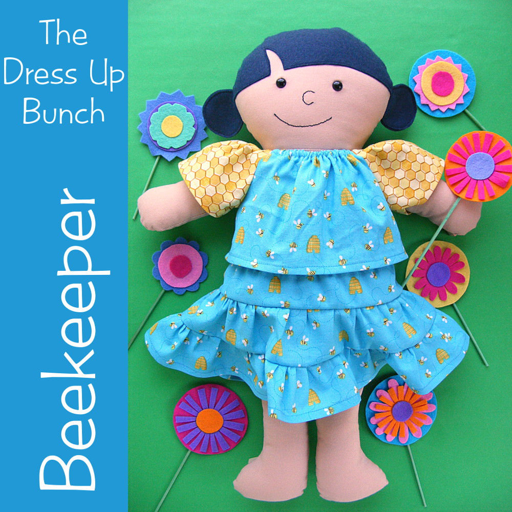 Dress Up Bunch Doll Beekeeper Dress and Flowers Pattern