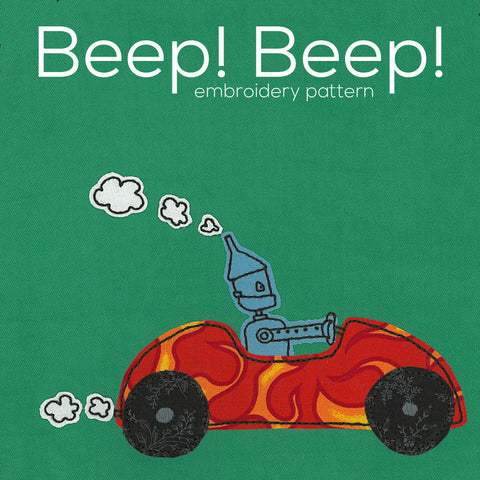 Beep! Beep! Robot embroidery pattern