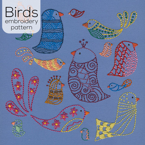 Birds embroidery pattern