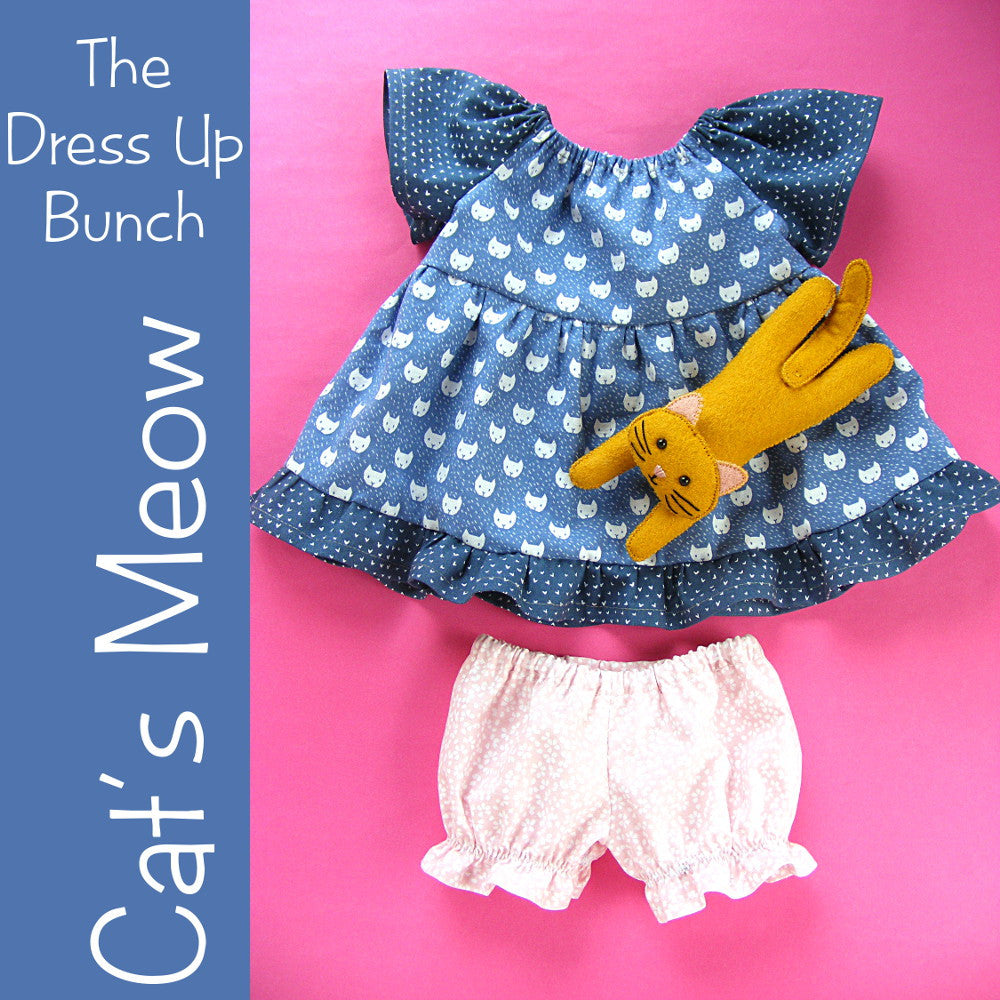 Cat's Meow - Dress Up Bunch Doll Dress, Panties and Cat Patterns