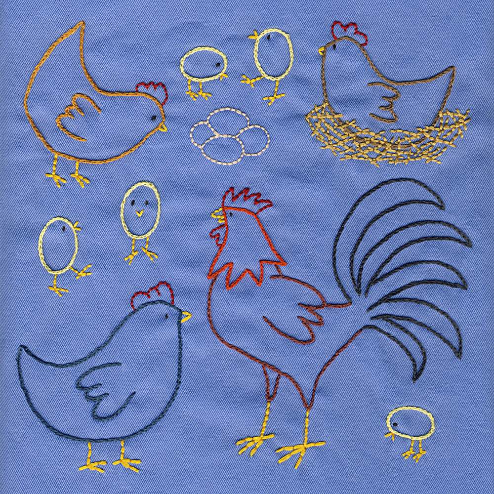 Chickens embroidery pattern
