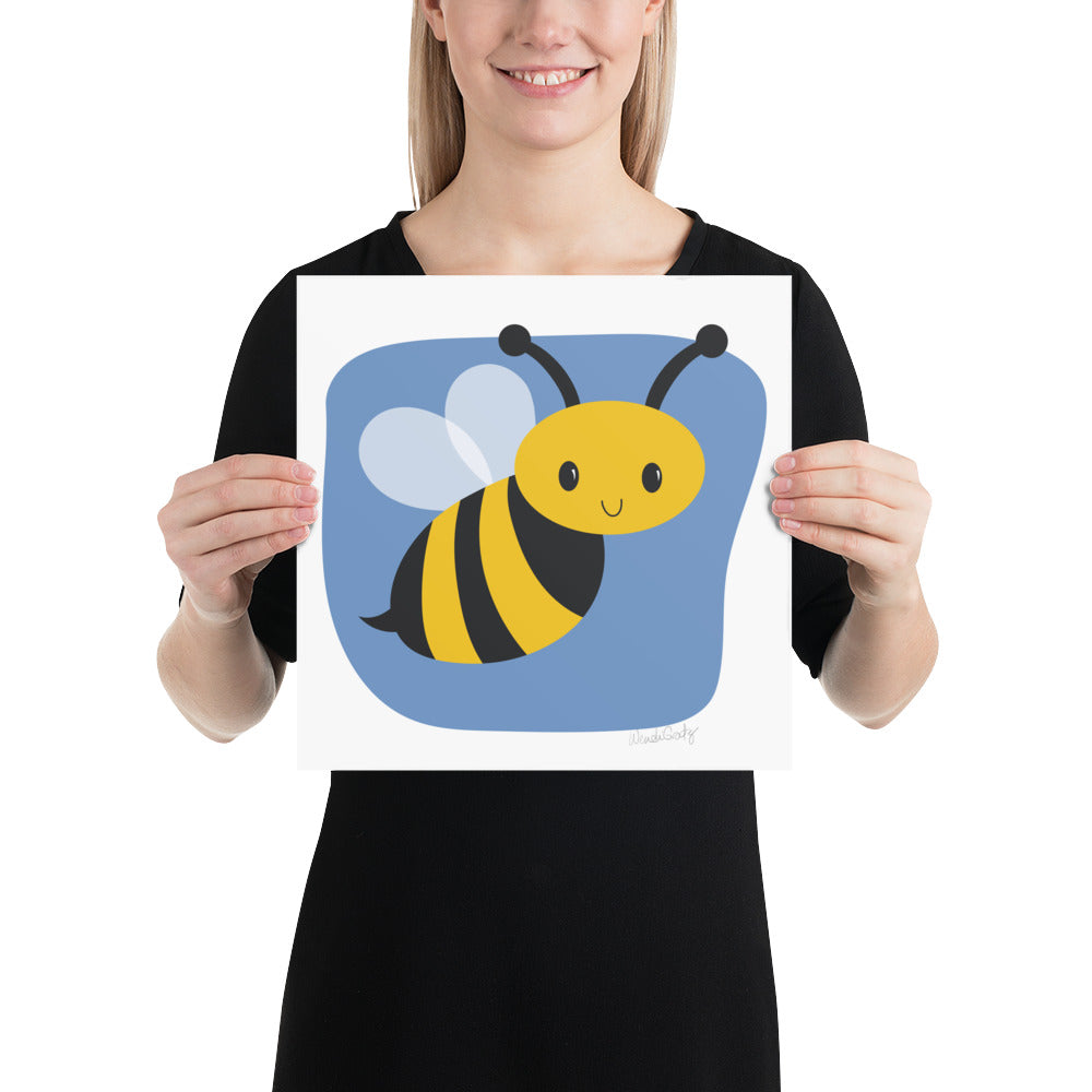 Bee Art Print - Nursery Style - Square