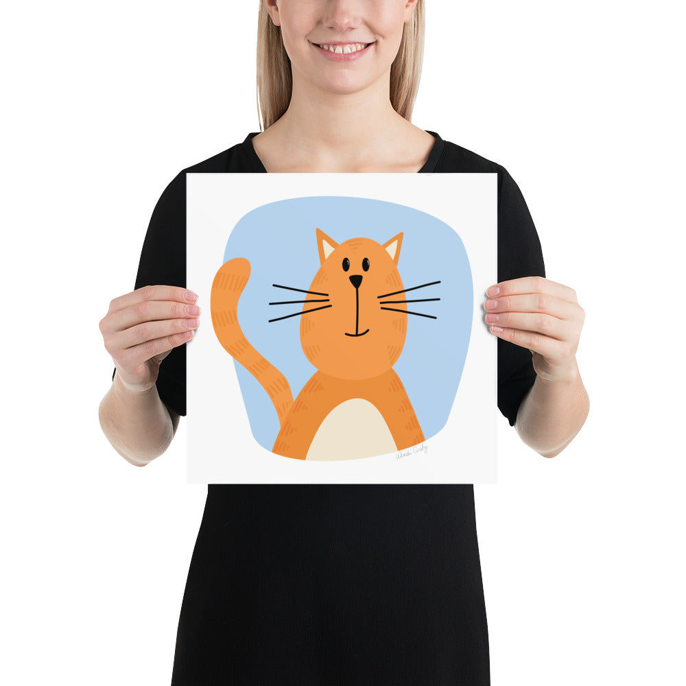 Orange Cat Art Print - nursery style - square