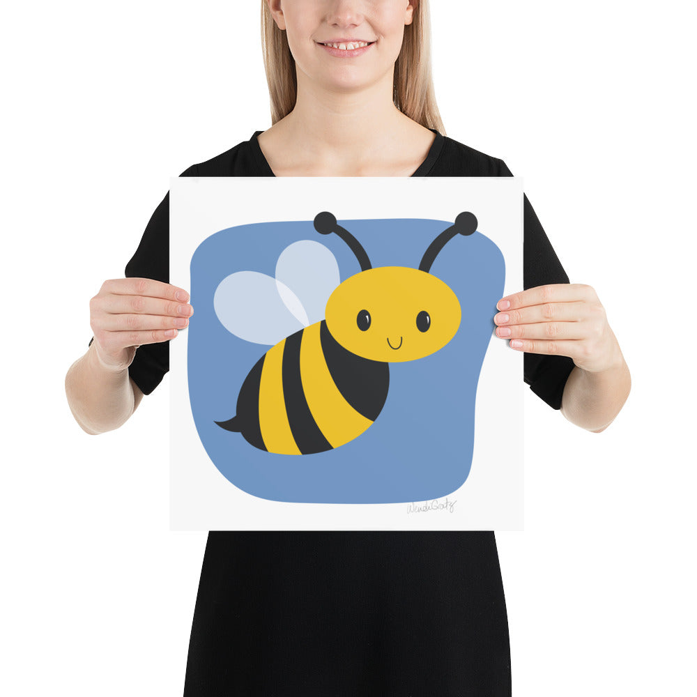 Bee Art Print - Nursery Style - Square