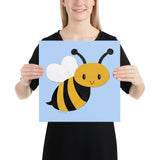 Bee Art Print - Paper Collage - Square Poster