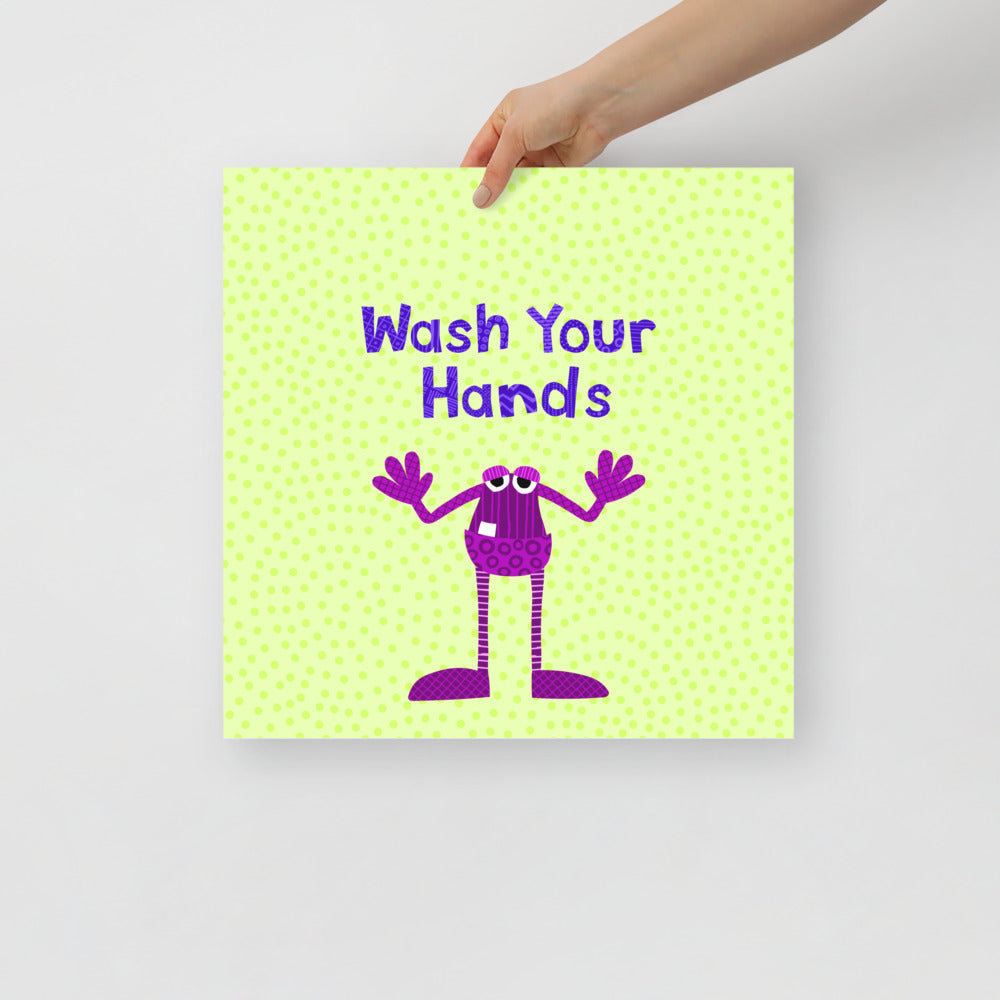 Wash Your Hands Monster - Kids Poster
