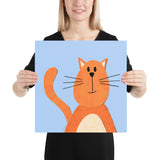 Orange Cat art print - collage style - square
