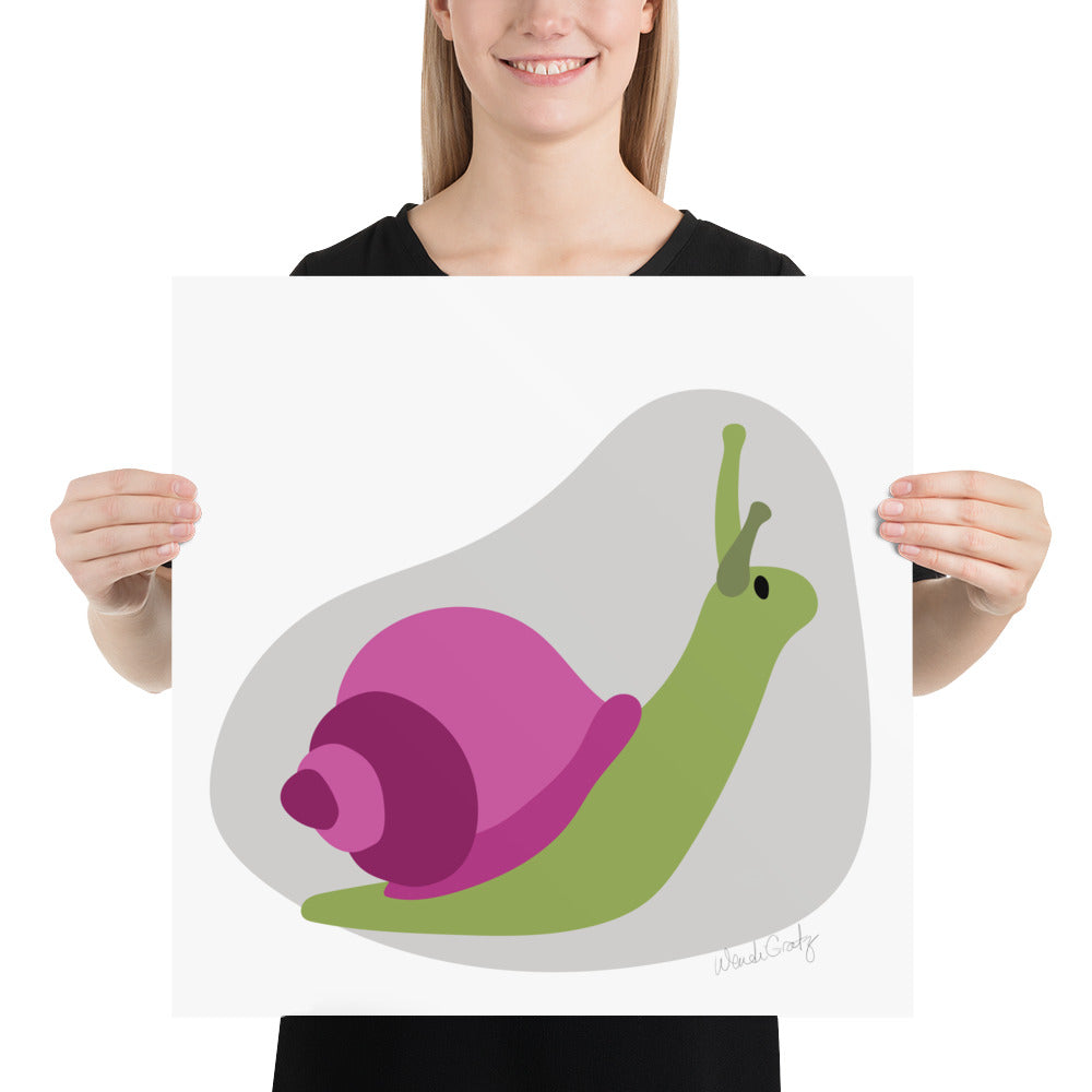Snail Art Print - Nursery Style - Square