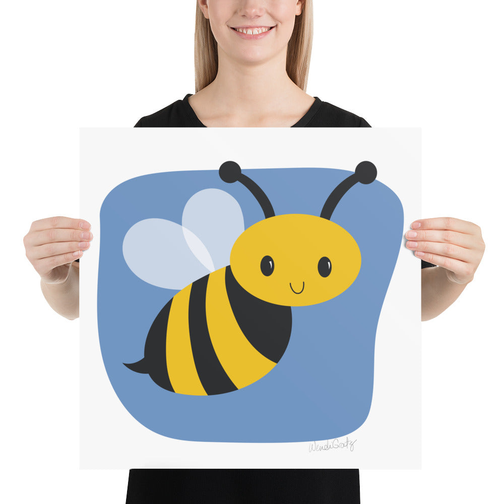 Bee Art Print - Nursery Style - Square