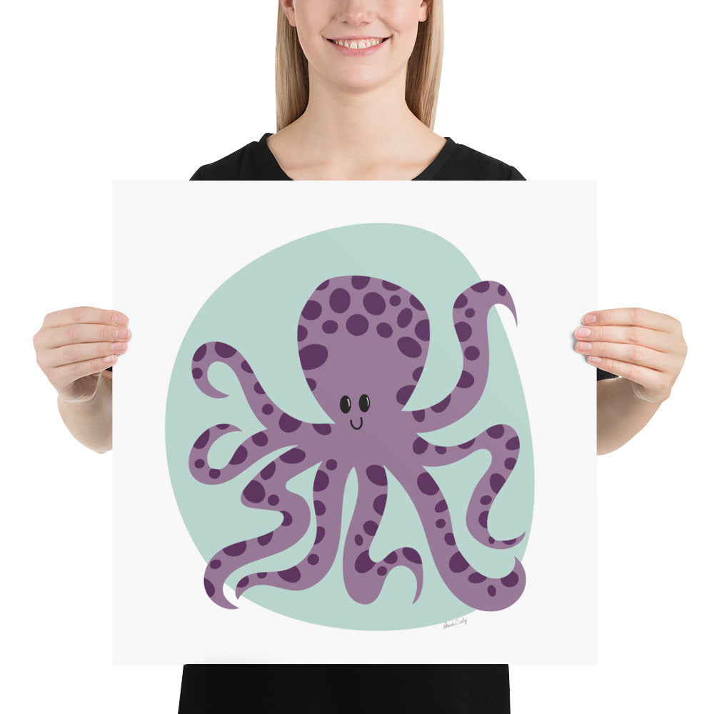 Octopus Art Print - nursery style - square