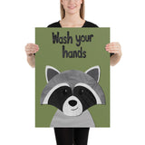 Wash Your Hands - Raccoon Art Print - paper collage