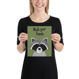 Wash Your Hands - Raccoon Art Print - paper collage
