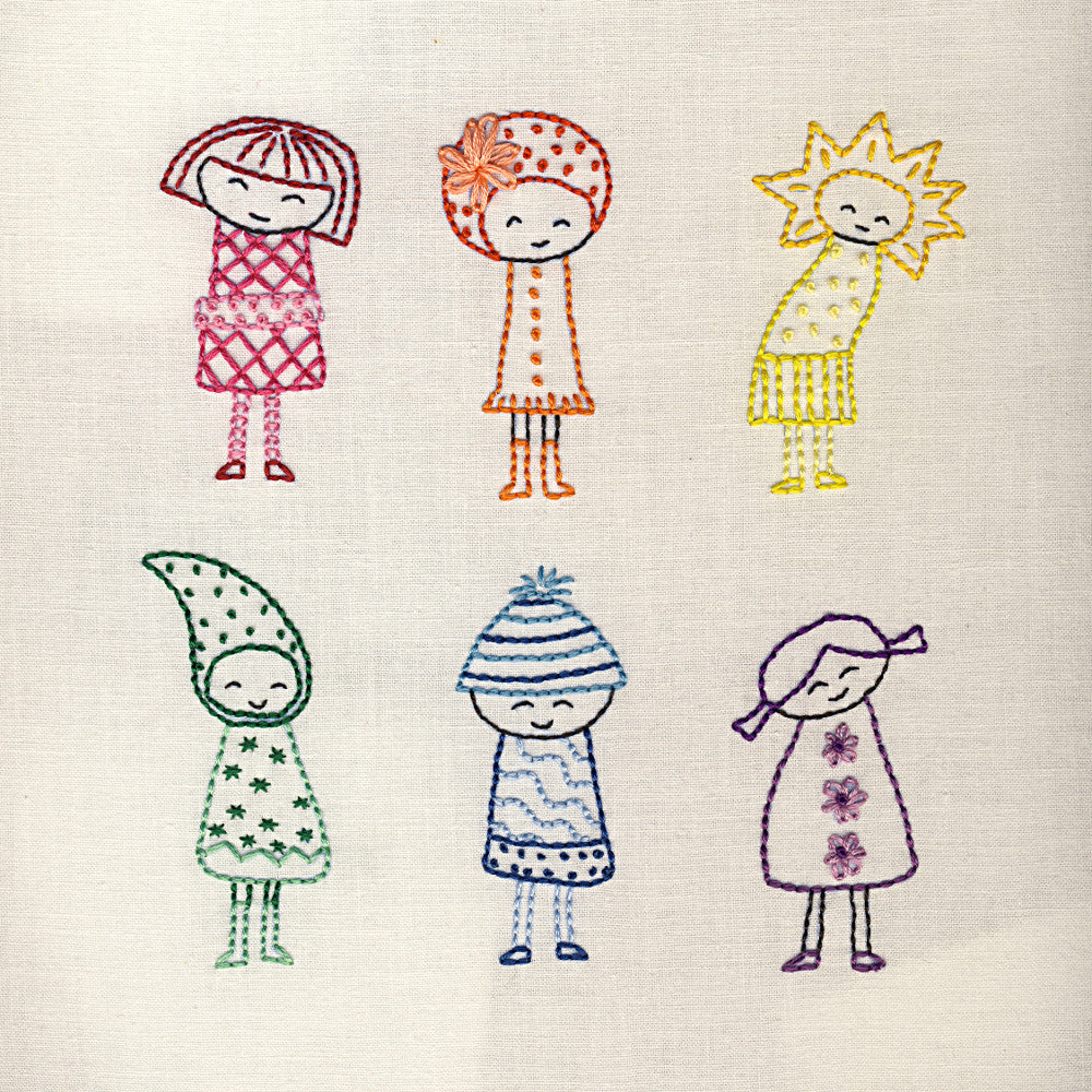 Rainbow Girls embroidery pattern