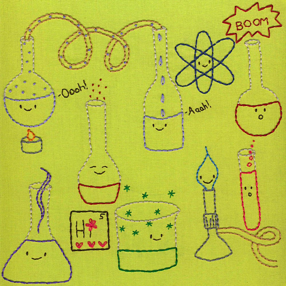Happy Chemistry embroidery pattern