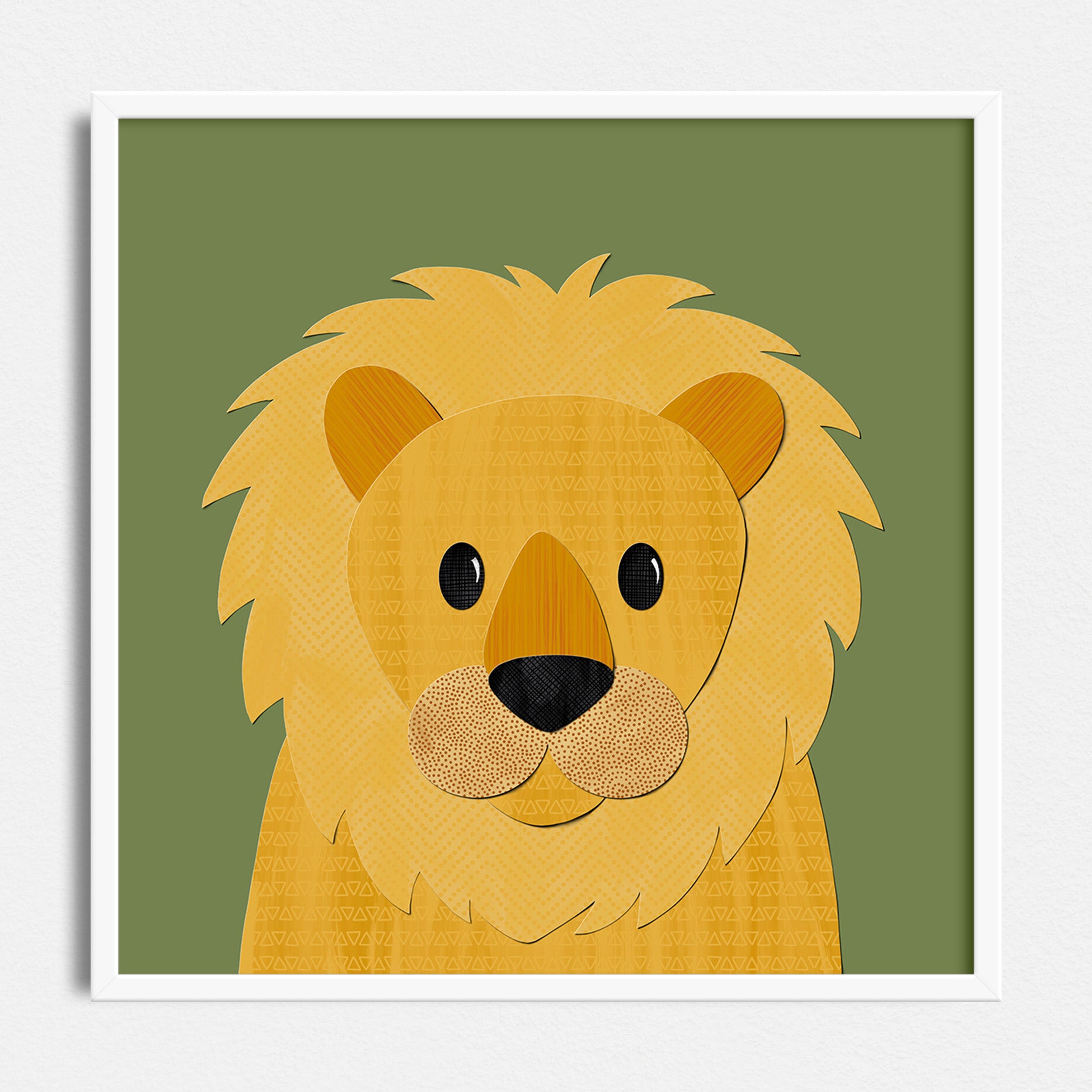 Lion Poster - paper collage - square