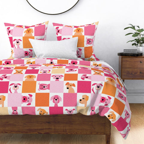 Lovable Mutts - pink - cheater quilt fabric